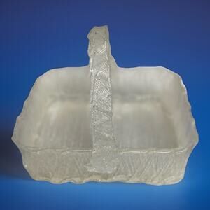 Vintage Caddy Basket Mid Century Modern Clear Acrylic Lucite w/Handle 10.5" L